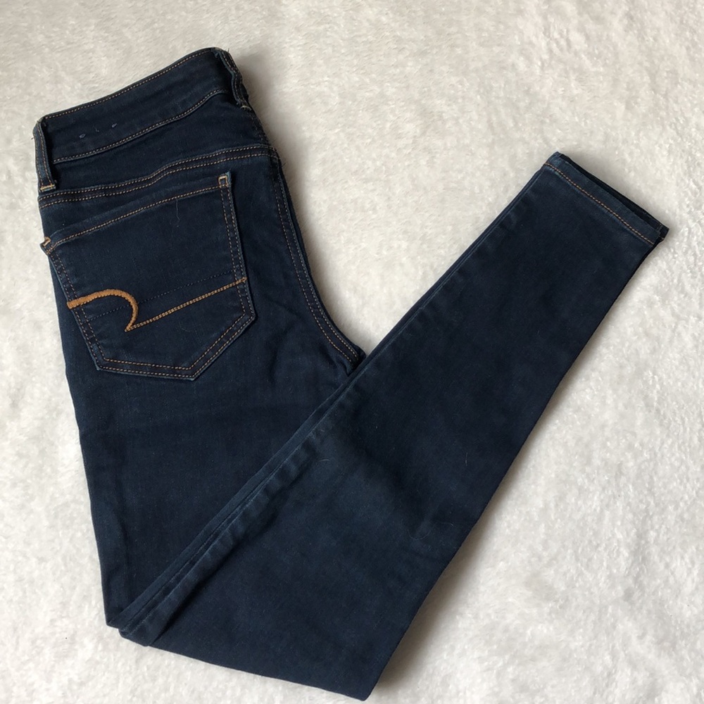 American Eagle dark blue super stretch jeggings
